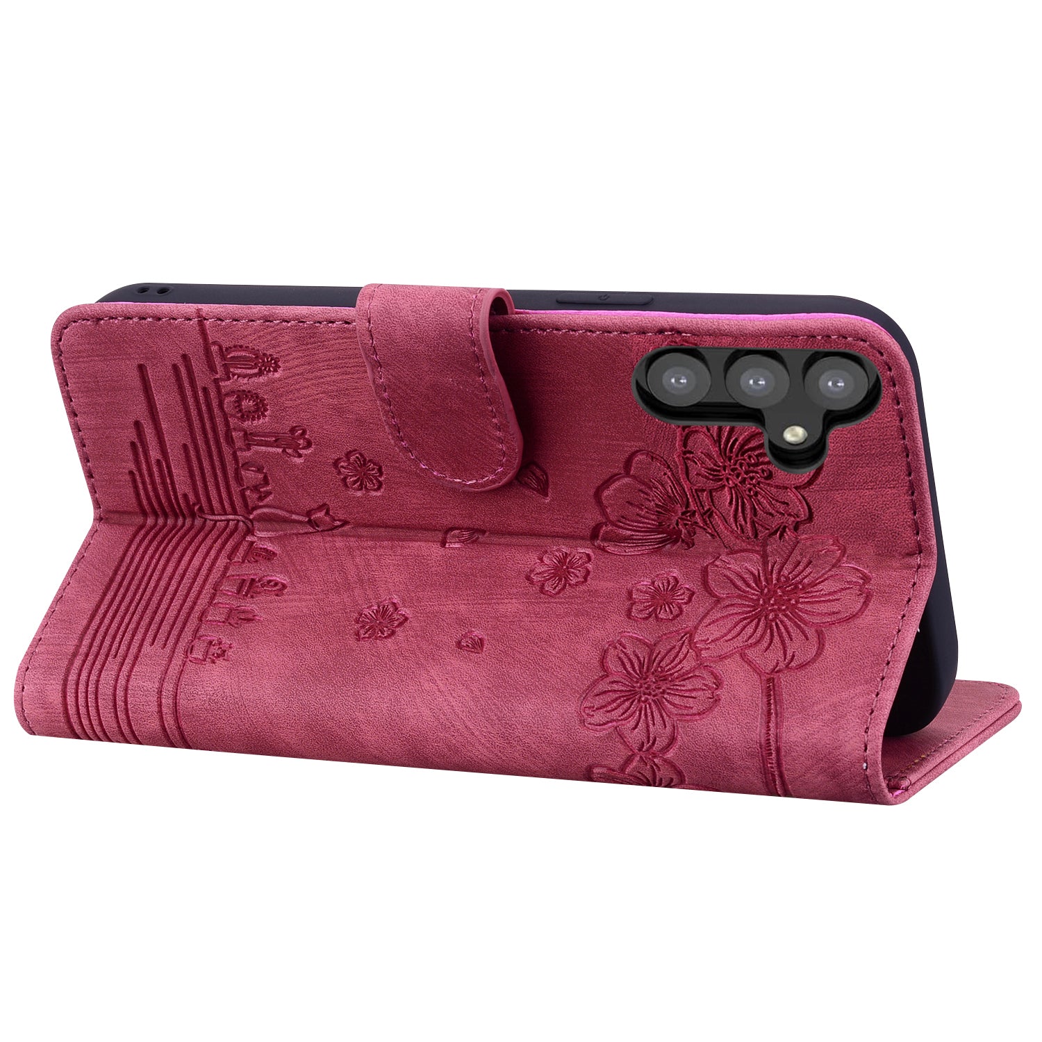 For Samsung Galaxy S23 Imprinted Flower Cat Phone Protective Shell PU Leather Wallet Case with Strap For Samsung Galaxy S23 Imprinted Flower Cat Phone Protective Shell PU Leather Wallet Case with Strap